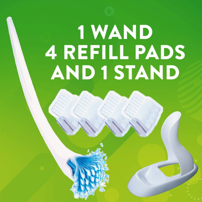 Scrubbing Bubbles Toilet Bowl Brush and Holder with Cleaner Refill Pads, Fresh Brush Toilet Wand Starter Kit, Cleans Limescale & Fights Odors, Citrus Scent, 1 Wand + 4 Refills + 1 Stand - Image 4